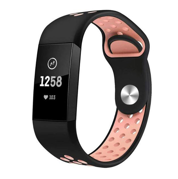 Band For Fitbit Charge 3 Two Tone in black pink