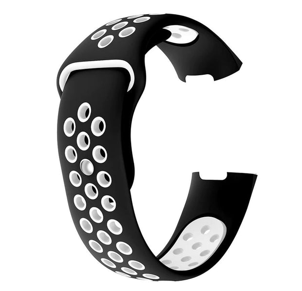 Pin & Tuck Strap Silicone Large Small Charge 3 in black white