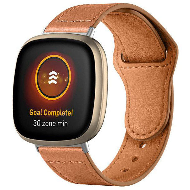 Plain Fitbit Versa 3 Band in Leather in brown