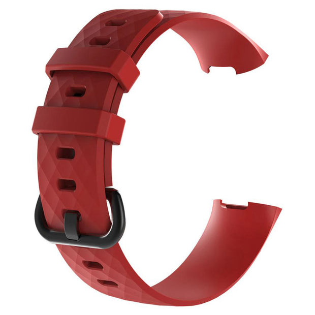 Strap For Fitbit Charge 3 Diamond Pattern red