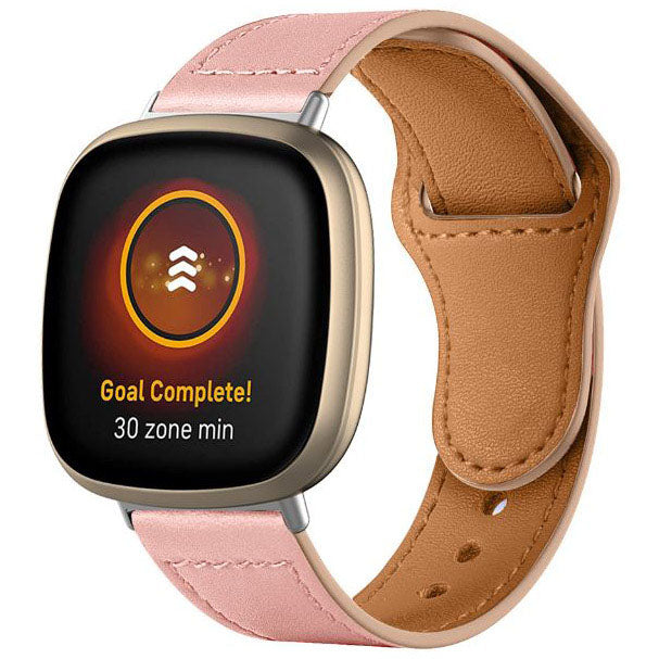 Fitbit Versa 2 Strap Leather One Size Buckle in pink