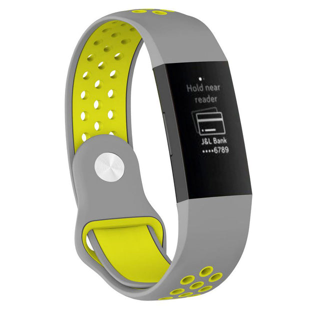 Fitbit Charge 4 Strap Silicone Large Small in grey yellow