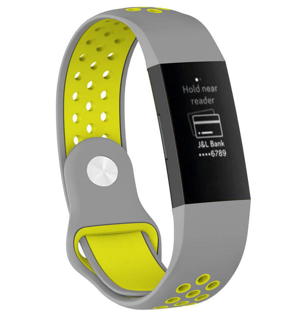 Strap For Fitbit Charge 3 Two Tone in grey yellow