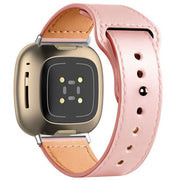 Plain Fitbit Versa 4 Strap in Leather in pink