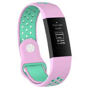 Two Tone Fitbit Charge 3 Strap in Silicone in pink teal