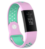 Charge 4 Strap Silicone Pin & Tuck Large Small in pink teal