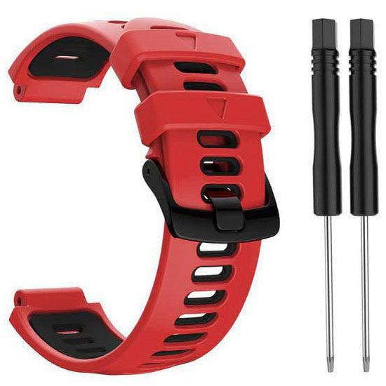 Garmin Forerunner 735XT Strap Silicone One Size Buckle in red black