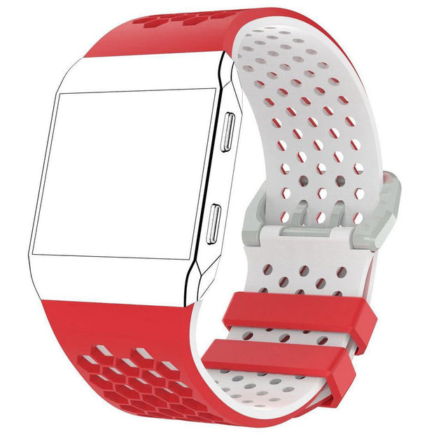 Two Tone Fitbit Ionic Band in Silicone in red white