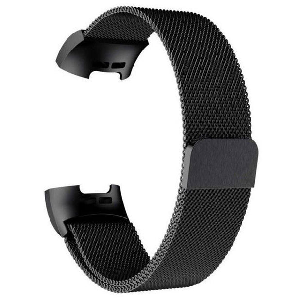 Milanese Fitbit Charge 3 Strap in Stainless Steel in black